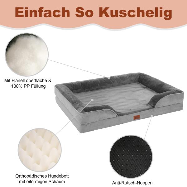 Hundesofa Grosse Hunde, Hundecouch Flauschig, Hundebett Waschbar, rutschfest Hundebetten, Weich Bequem Hundebett, Haustierbett für mittlere große Hunde (107 * 81 * 18cm)